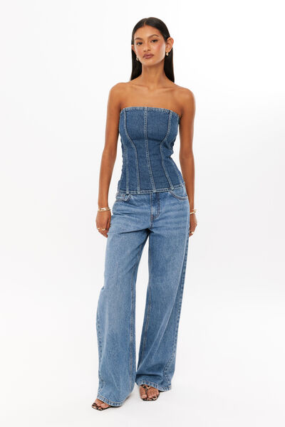 Delilah Denim Corset, INDIANA BLUE