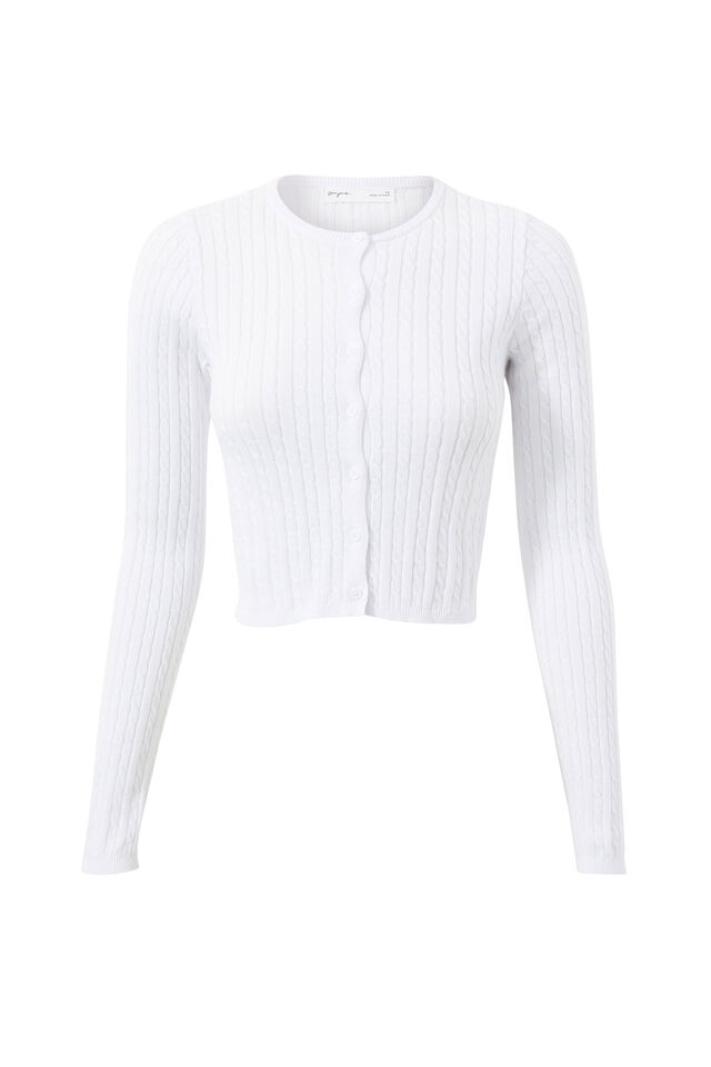 Quinny Cable Knit Cardi, SUMMER WHITE