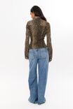 Maddi Fitted Denim Jacket, TYRA CHEETAH BROWN - alternate image 3