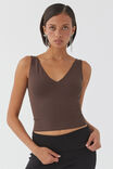 Luxe V Neck Tank, ESPRESSO BROWN - alternate image 1