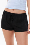 Henley Relaxed Linen Short, BLACK - alternate image 4