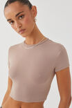 Luxe Cropped Short Sleeve Top, TOFFEE TAUPE - alternate image 4