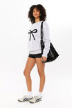 Bambie Crew Jumper, LIGHT GREY MARLE/BOW - alternate image 5
