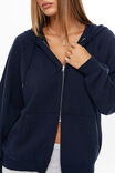Josie Oversized Zip Through Hoodie, NIGHT NAVY - alternate image 4