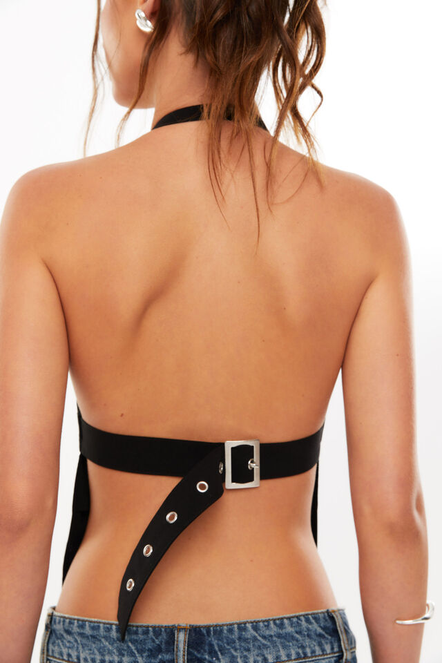 Scarlette Backless Halter Top, BLACK