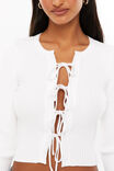 Tanelle Tie Front Knit Top, WINTER WHITE - alternate image 4