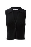 Olivia Collared Knit Vest, BLACK - alternate image 6