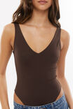 Luxe V Neck Bodysuit, ESPRESSO BROWN - alternate image 4