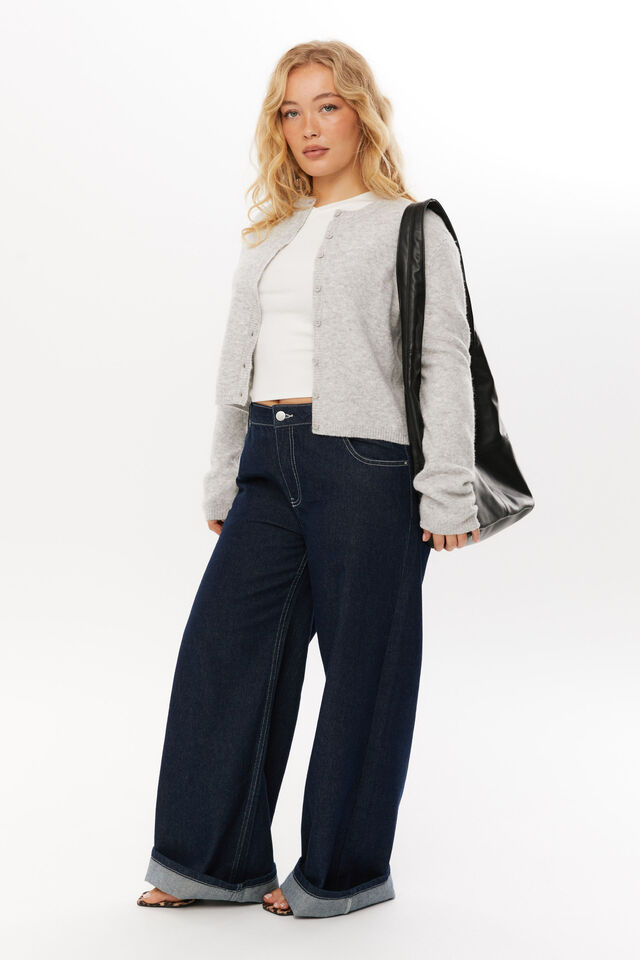 Brydie Button Through Cardigan, GREY MARLE