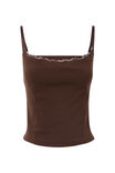 Sophia Lace Trim Cami, ESPRESSO BROWN - alternate image 6