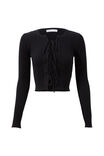Tanelle Tie Front Knit Top, BLACK - alternate image 6