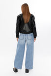 Asher Faux Leather Bomber Jacket, BLACK - alternate image 3