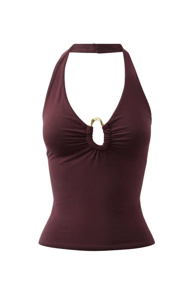 Soft Andi Halter Top, CHOC CHERRY