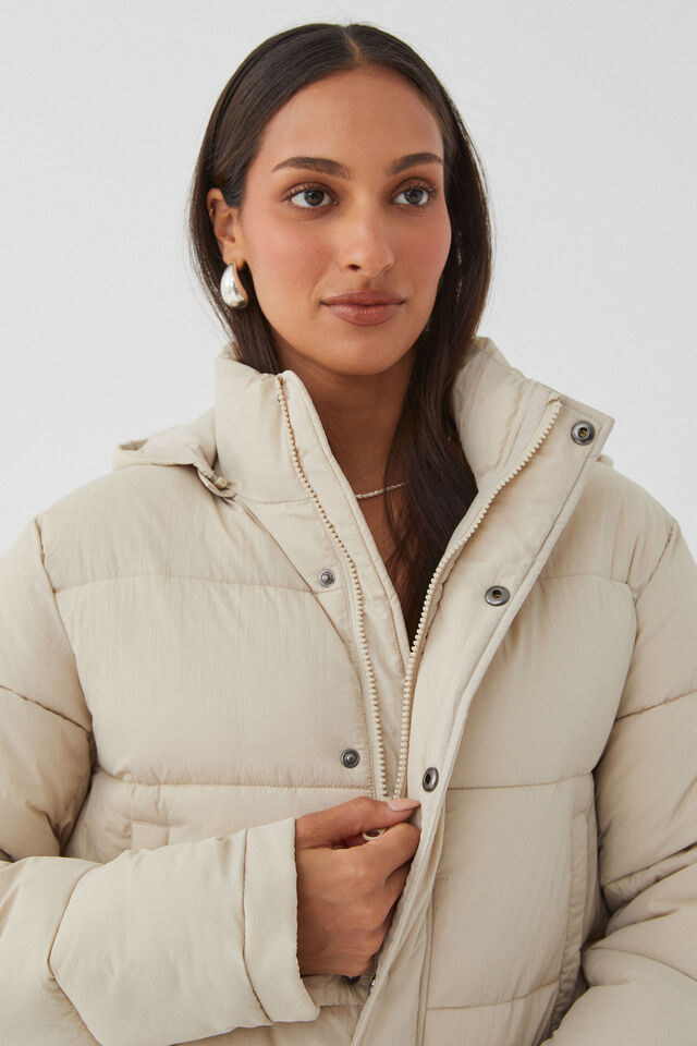 Recycled Puffer Jacket, BEIGE BUFF
