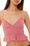 Ollie Shirred Cami, RED GINGHAM - alternate image 4