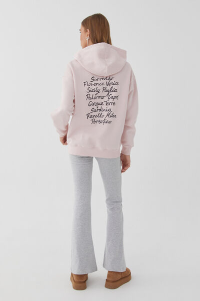 Paige Oversized Printed Hoodie, GLOSS PINK/AMORE