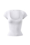 Giselle Scoop Neck Tee, WHITE - alternate image 6
