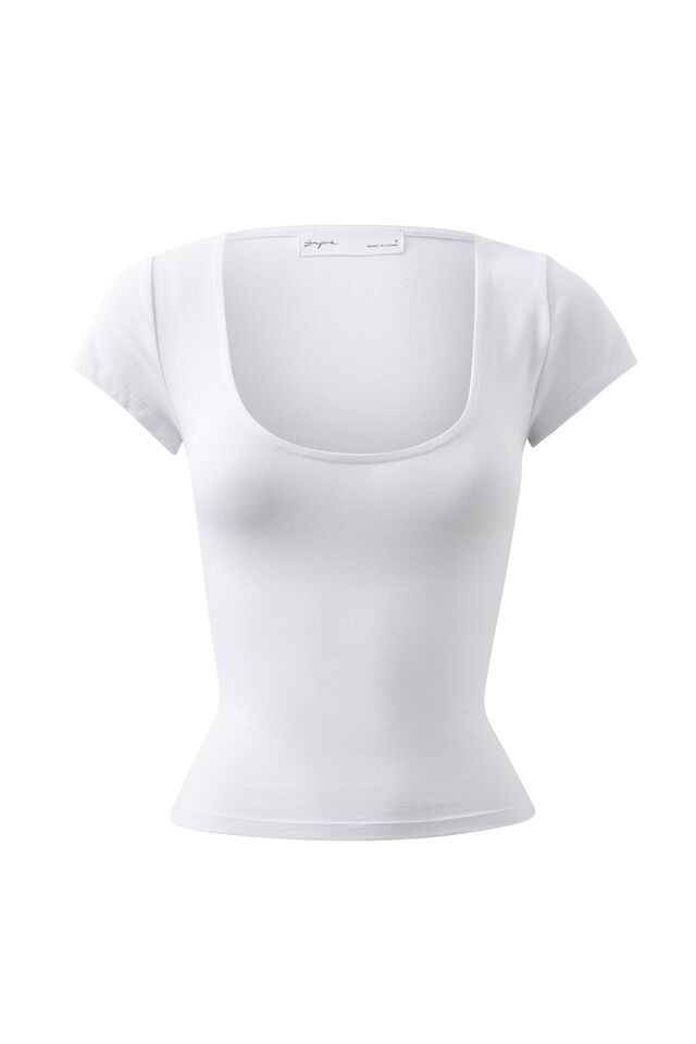 Giselle Scoop Neck Tee, WHITE