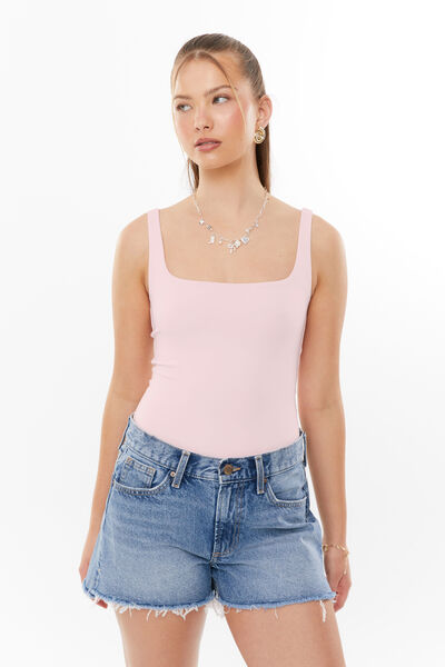 Luxe Square Scoop Bodysuit, SHERBERT PINK