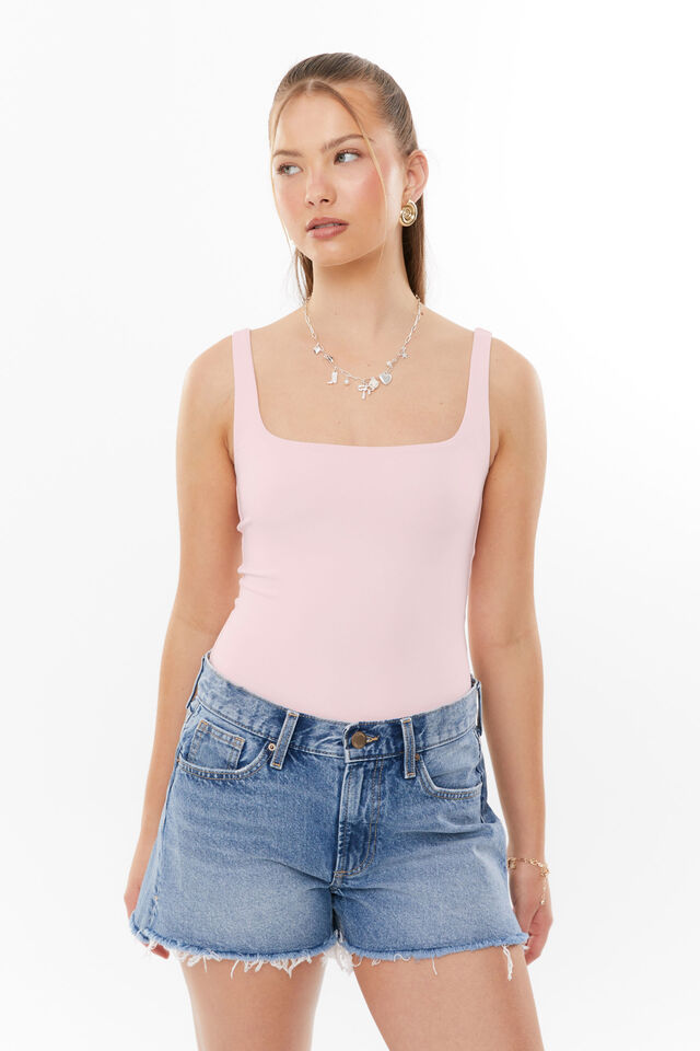 Luxe Square Scoop Bodysuit, SHERBERT PINK