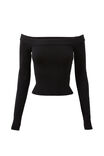 Kristy Off Shoulder Knit Top, BLACK - alternate image 6