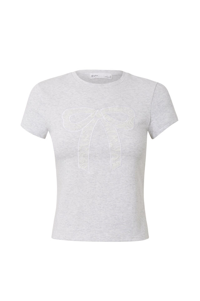 Brandi Graphic T Shirt, LIGHT GREY MARLE/RIBBON