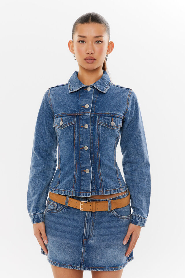 Maddi Fitted Denim Jacket, WINTER BLUE