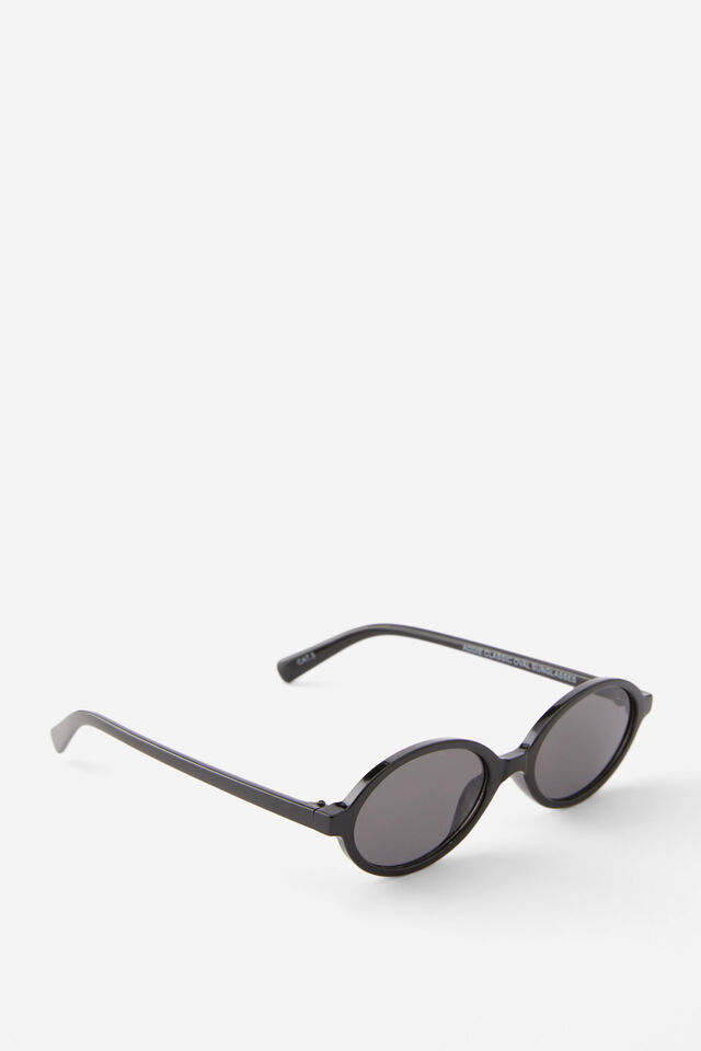 Addie Classic Oval Sunglasses, BLACK