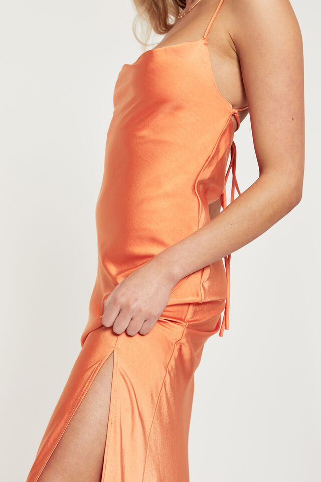 Caitlyn Cowl Neck Formal Dress, TANGERINE DREAM