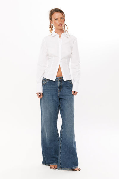 Layla Fitted Shirt, WHITE