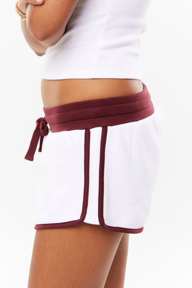 Ayla Sweat Short, WHITE/DARK PLUM