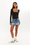 Luxe Square Neck Long Sleeve Bodysuit, BLACK - alternate image 2