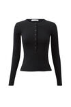 Harriet Henley Long Sleeve Top, BLACK - alternate image 6