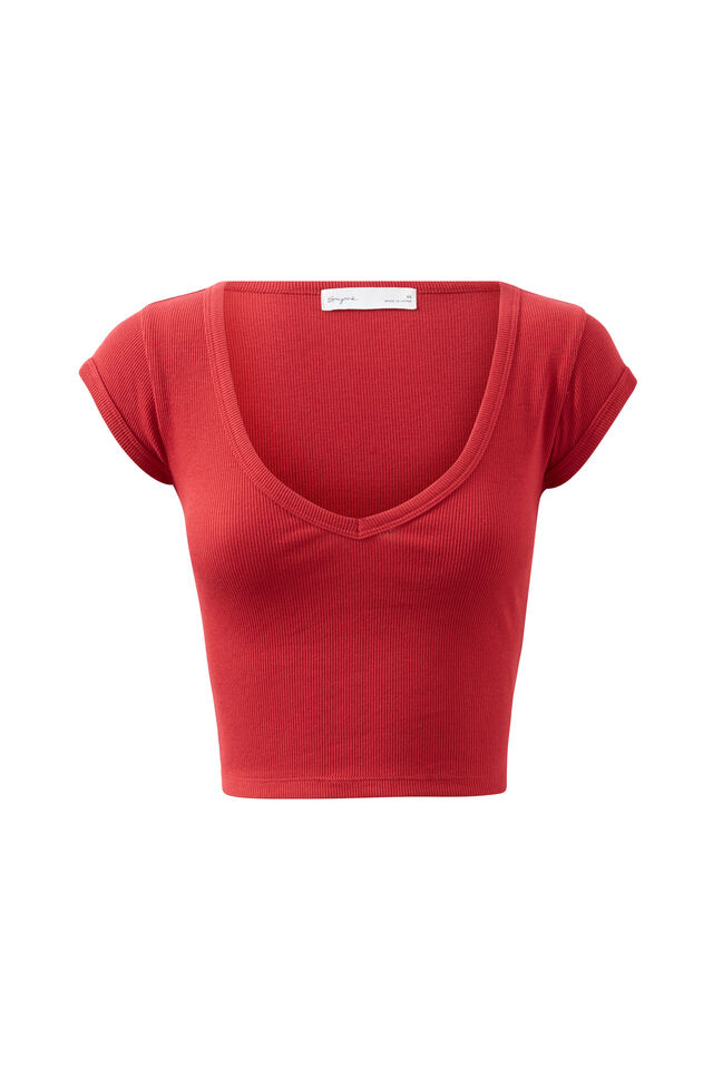 Penny Cropped Tee, LIPSTICK RED