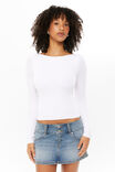 Ivy Backless Long Sleeve Top, WHITE - alternate image 4
