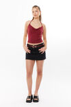 Soft Cowl Neck Halter Top, DEEP CHERRY - alternate image 2