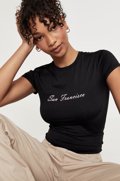 Pia Luxe Graphic T Shirt, BLACK/SAN FRAN