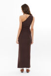 Soft One Shoulder Maxi Dress, ESPRESSO BROWN - alternate image 3