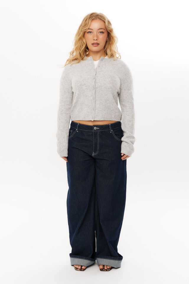 Brydie Button Through Cardigan, GREY MARLE