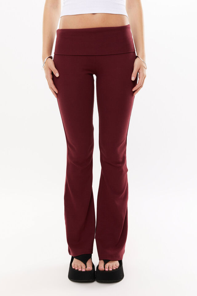 Fold Back Flare Pant, DARK PLUM