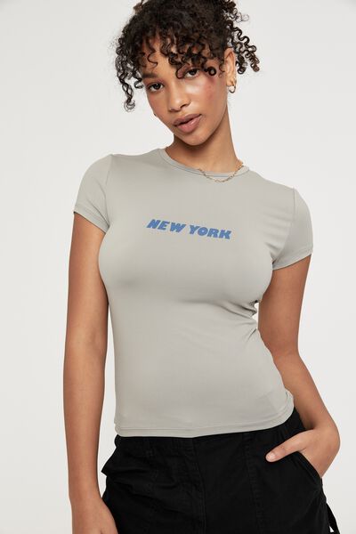 Pia Luxe Graphic T Shirt, OPAL GREY/NEW YORK