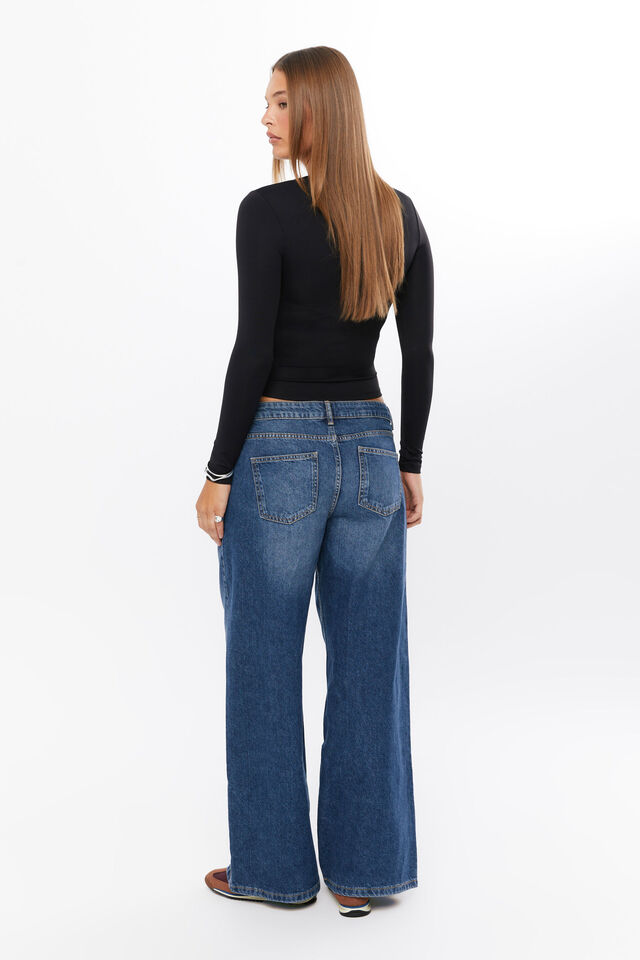 Luxe Long Sleeve Longline Tee, BLACK