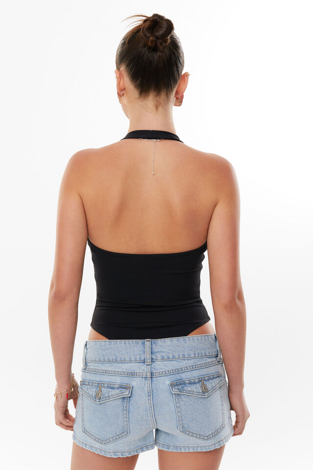 Luxe Halter Bodysuit, BLACK