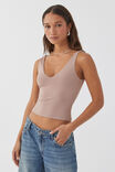 Luxe V Neck Tank, TOFFEE TAUPE - alternate image 1