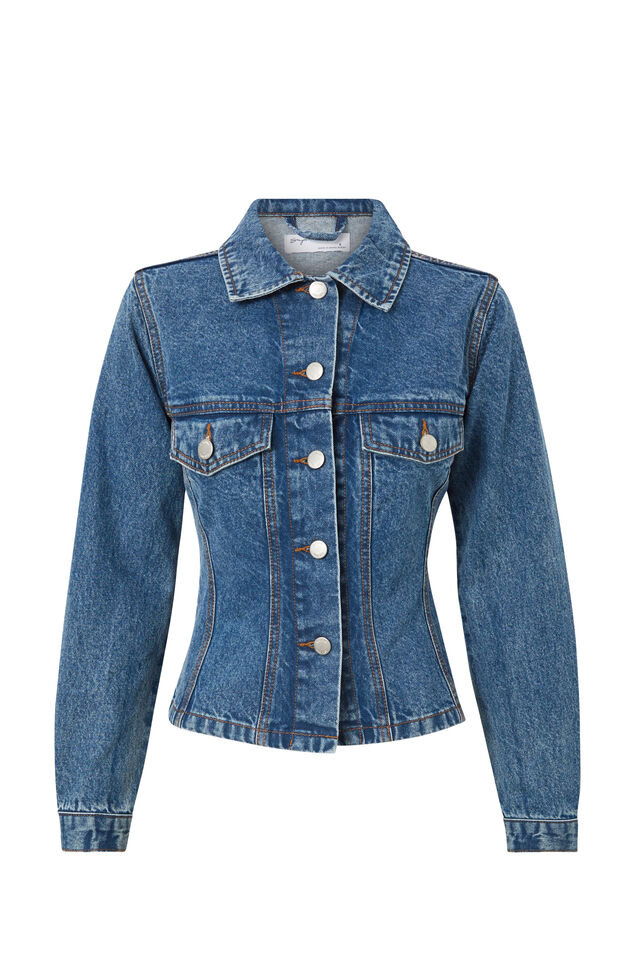 Maddi Fitted Denim Jacket, WINTER BLUE