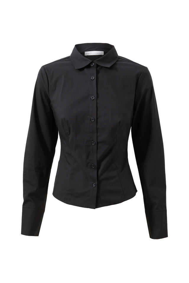 Layla Fitted Shirt, BLACK
