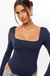 Luxe Square Neck Long Sleeve Bodysuit, NAVY LEAGUE - alternate image 4