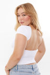 Luxe Short Sleeve Backless Tee, WHITE - alternate image 1