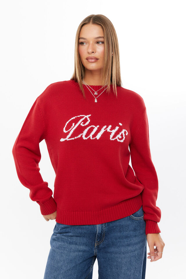 Bambie Crew Jumper, RED/PARIS