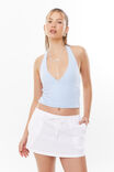 Henley Relaxed Linen Mini Skirt, WHITE - alternate image 1